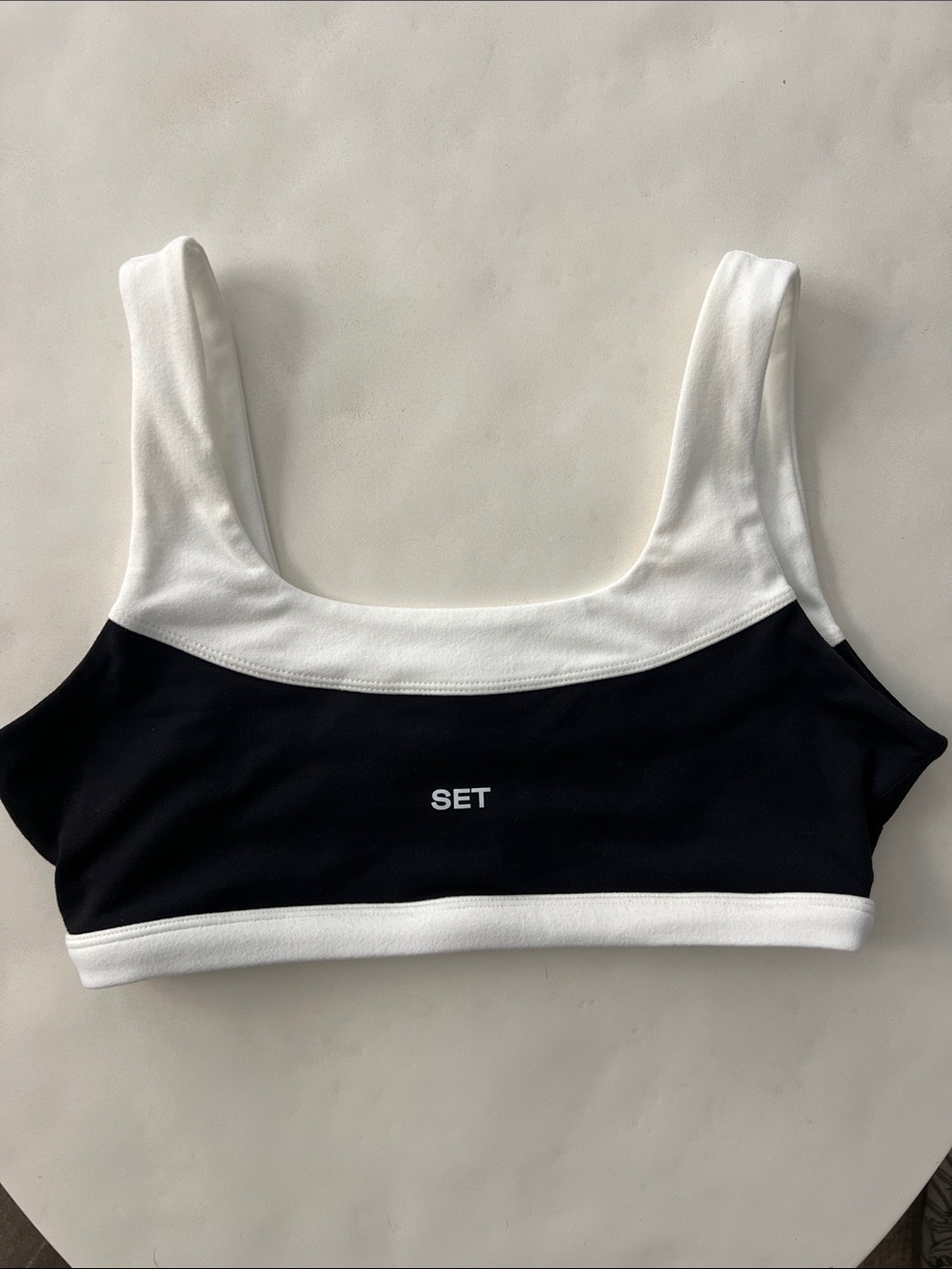 SET ACTIVE Formcloud Contrast Colorblock Sports Bra Black White Medium